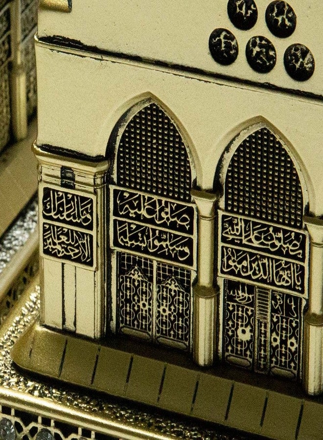 Modefa تمثال منحوت إسلامي تركي من موديفا، قطعة فنية رائعة لتزيين الطاولة، هدية مميزة | نسخة طبق الأصل من المسجد النبوي (ذهبي - صغير (4.3 × 6.5 بوصة)) - Image 2