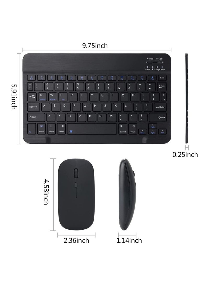 vesus Rechargeable Bluetooth Keyboard and Mouse Combo Ultra Slim Portable Wireless Mouse Keyboard Set for Android Windows Tablet Cell Phone iPad Pro Air Mini, - Image 4
