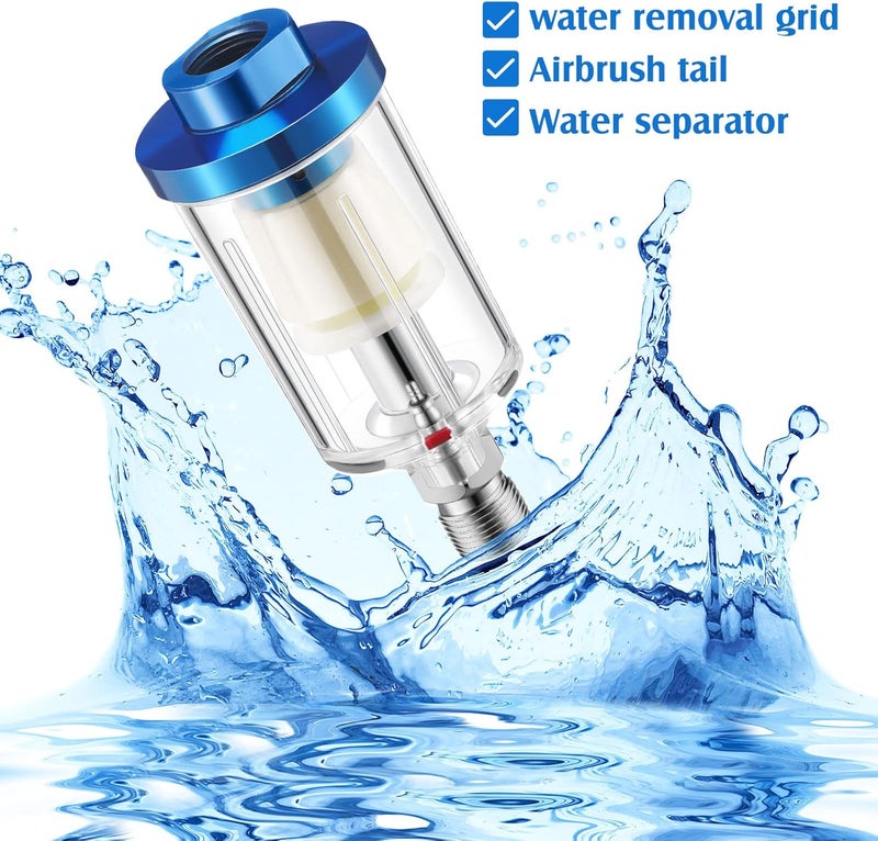 Hortsun Pack of 6 Small Water Oil Separator Filter 14 Inch NPT Inlet and Outlet Air Compressor Moisture Filter Airbrush Water Separator for Spray Paint Air Line Compressor Fitting Blue - Image 5