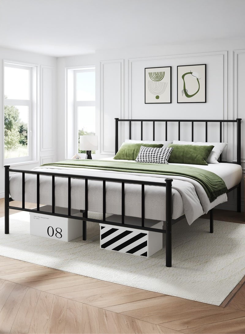 يانارا إطار سرير معدني أسود مع رأس ولوح قدم، قاعدة مرتبة مع دعامة من الشرائح الفولاذية، تخزين أسفل السرير، لا حاجة إلى قاعدة صندوقية، سهل التركيب ‎120×200 سم / ‎160×200 سم / ‎180×200 سم، مقاس صغير مزدوج / كوين / كينغ - Image 3