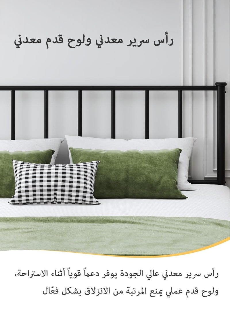 يانارا إطار سرير معدني أسود مع رأس ولوح قدم، قاعدة مرتبة مع دعامة من الشرائح الفولاذية، تخزين أسفل السرير، لا حاجة إلى قاعدة صندوقية، سهل التركيب ‎120×200 سم / ‎160×200 سم / ‎180×200 سم، مقاس صغير مزدوج / كوين / كينغ - Image 5