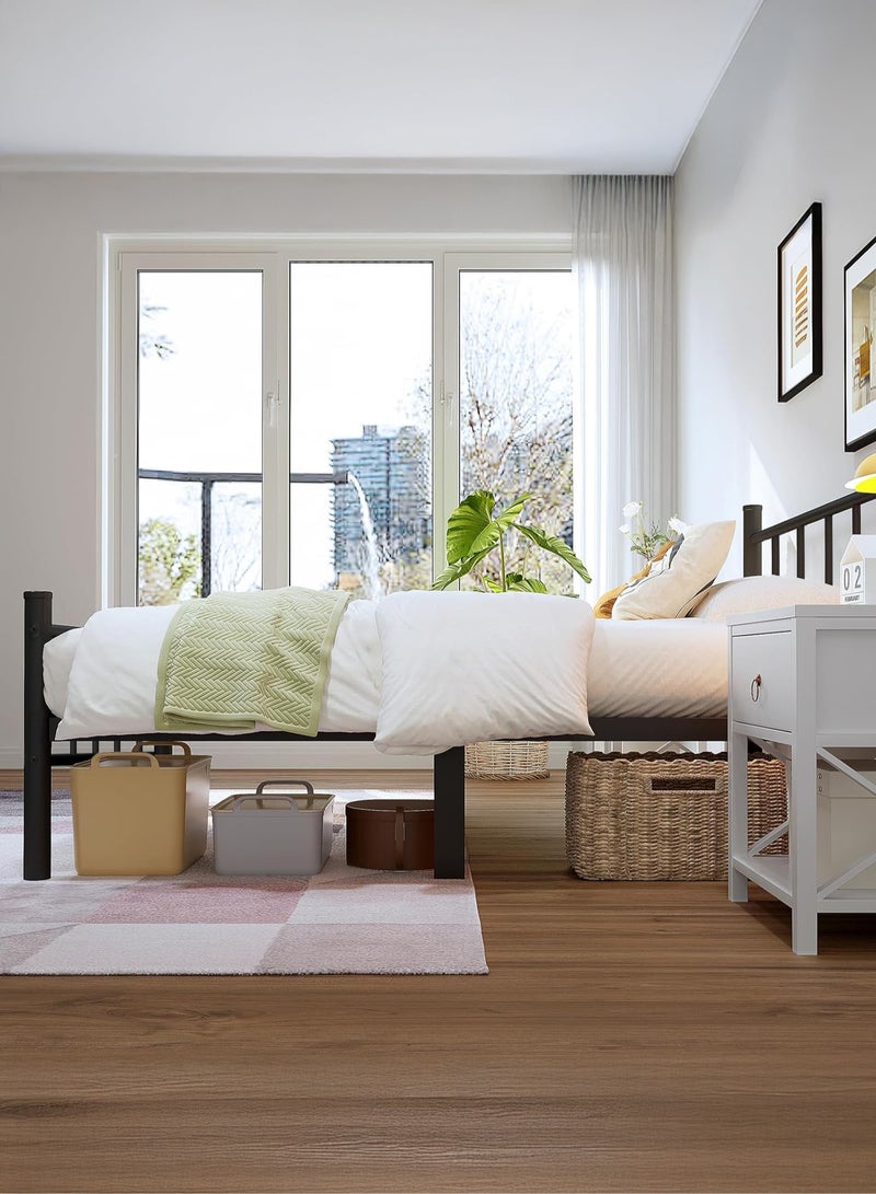 يانارا إطار سرير معدني أسود مع رأس ولوح قدم، قاعدة مرتبة مع دعامة من الشرائح الفولاذية، تخزين أسفل السرير، لا حاجة إلى قاعدة صندوقية، سهل التركيب ‎120×200 سم / ‎160×200 سم / ‎180×200 سم، مقاس صغير مزدوج / كوين / كينغ - Image 4