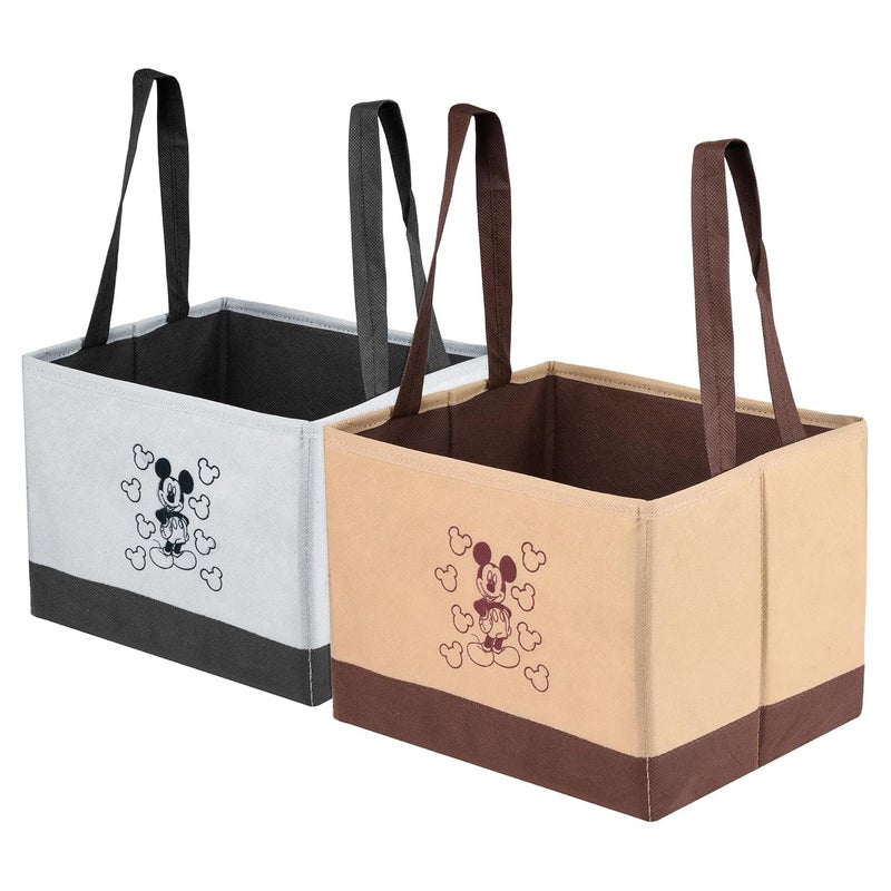 Kuber Industries Kuber Industries Disney Mickey Drawer Storage Box | Storage Box for Clothes | Wardrobe Organizer for Books | Closet Box with Handle | Cloth Drawer Organizer | Small | Pack of 2 | Multi  - Image 1