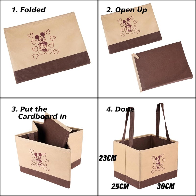 Kuber Industries Kuber Industries Disney Mickey Drawer Storage Box | Storage Box for Clothes | Wardrobe Organizer for Books | Closet Box with Handle | Cloth Drawer Organizer | Small | Pack of 2 | Multi  - Image 4