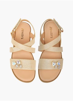 JUNIORS Girls Bow Embellished Sandals with Hook and Loop Closure  - Image 1