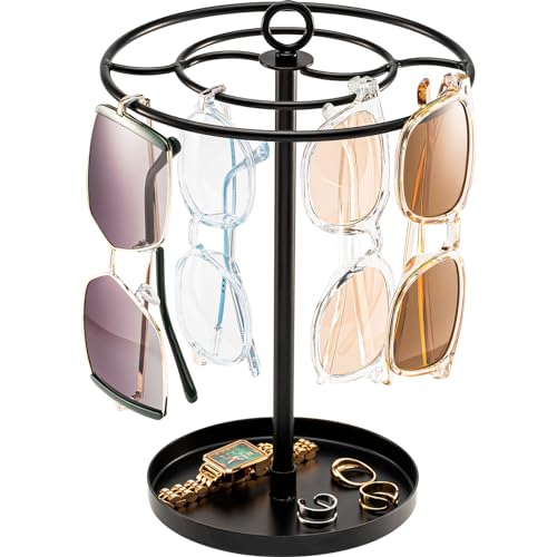 ProCase Sunglasses Organizer Glasses Holder Eyeglasses Stand Upgraded Large Capacity Sunglass Storage with Metal Frame and Base Eyewear Display Rack for Tabletop Up to 15 Pairs Black - Image 1