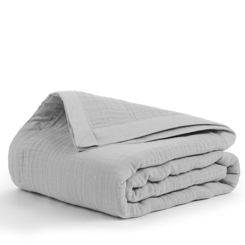 Salt Earth 100% Cotton Muslin Throw Blanket Gauze Blanket 55"X75" Twin, 4 Layered, Couch, Bed, Living Room, Home, Lightweight, All Season Blankets & Throws, Easy wash, Skin Friendly (Scottish Grey) - Image 1