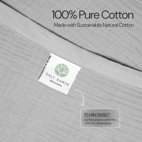 Salt Earth 100% Cotton Muslin Throw Blanket Gauze Blanket 55"X75" Twin, 4 Layered, Couch, Bed, Living Room, Home, Lightweight, All Season Blankets & Throws, Easy wash, Skin Friendly (Scottish Grey) - Image 4