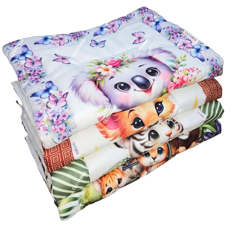 FRIDO New Born Baby Godadi Pack of 4 Combo Set Soft Cotton Baby godi Godari Baby Bed Crib Sheet Cartoon Mat Baby Godadi Bedding Set MulticolorSet of 4 - Image 1