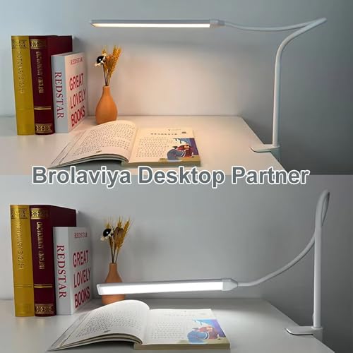 BROLAVIYA Overhead Flexible LED Desk Lamp with Clamp, 3 Modes, 10 Brightness, Eye-Caring, Long Flexible Gooseneck for Home, Office, Desktop,Bedroom, Reading, Study lamp, White - Image 5