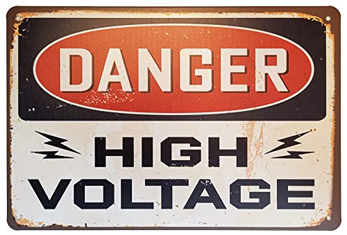 ERLOOD Danger High Voltage Vintage Metal Tin Sign Outdoor Road Signs Decor 12 X 8 - Image 1