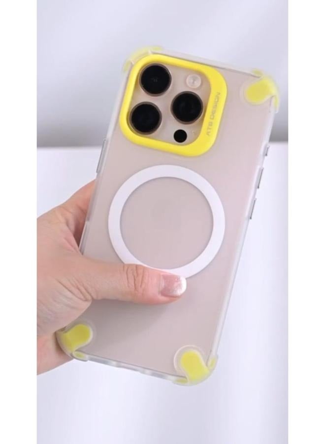 اي تي بي * جراب حماية شفاف مع حواف ملونة لهاتف آيفون ١٥ برو مع حلقة MagSaf - Image 1
