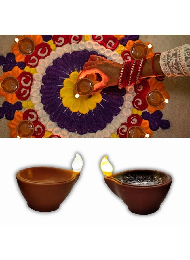 Aster Water Sensor LED Light Diyas / Deepak ( Pack of 6 ) / Flameless & Smokeless Warm Ambient Tea Light Candles for Diwali , New Year Home / Mandir Decoration ( Brown ) - Image 4