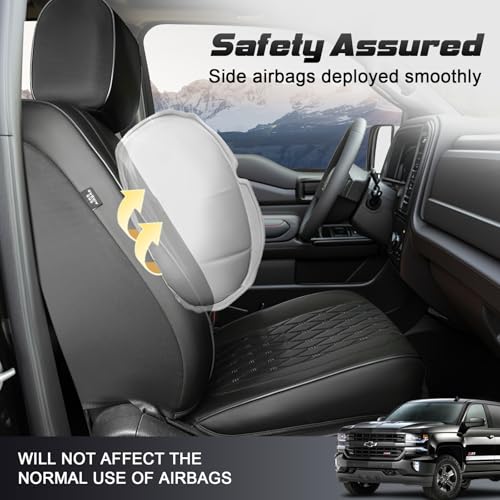 Umbrauto Custom Seat Covers for Silverado, Waterproof Nappa Leather Full Set Seatcovers for Chevy Silverado/GMC Sierra 2007-2013 & 2019-2025 1500, 2020-2025 2500HD 3500HD Crew/Double/Extended Cab - Image 4