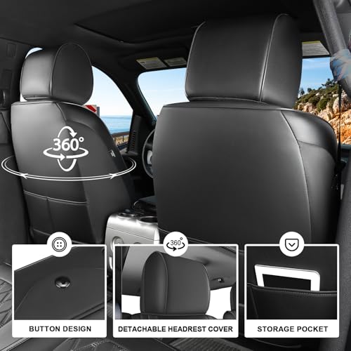 Umbrauto Custom Seat Covers for Silverado, Waterproof Nappa Leather Full Set Seatcovers for Chevy Silverado/GMC Sierra 2007-2013 & 2019-2025 1500, 2020-2025 2500HD 3500HD Crew/Double/Extended Cab - Image 5