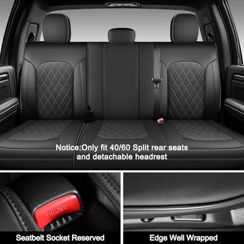 Umbrauto Custom Seat Covers for Silverado, Waterproof Nappa Leather Full Set Seatcovers for Chevy Silverado/GMC Sierra 2007-2013 & 2019-2025 1500, 2020-2025 2500HD 3500HD Crew/Double/Extended Cab - Image 2