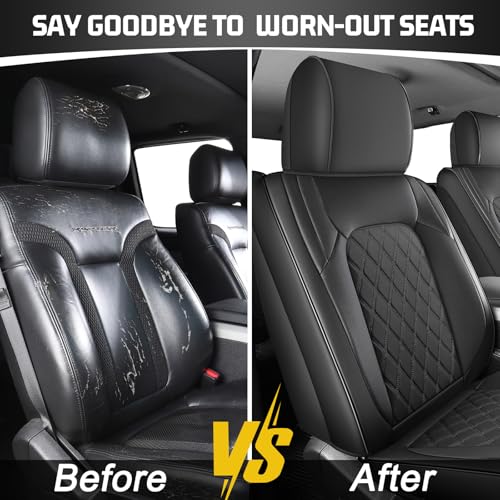 Umbrauto Custom Seat Covers for Silverado, Waterproof Nappa Leather Full Set Seatcovers for Chevy Silverado/GMC Sierra 2007-2013 & 2019-2025 1500, 2020-2025 2500HD 3500HD Crew/Double/Extended Cab - Image 3