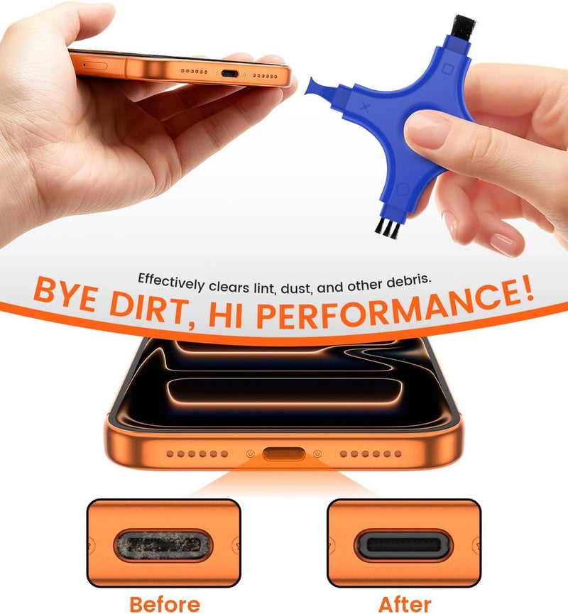 CODOGOY Port Cleaner for iPhone, Charging Port Cleaning Kit with Brushes for Lightning Port & USB-C Phones, Earbuds - Blue - Image 3