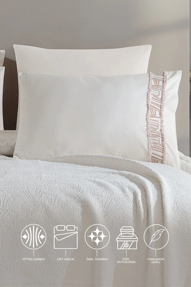 Elart Giza Blanket Set Double 6 Piece Cream