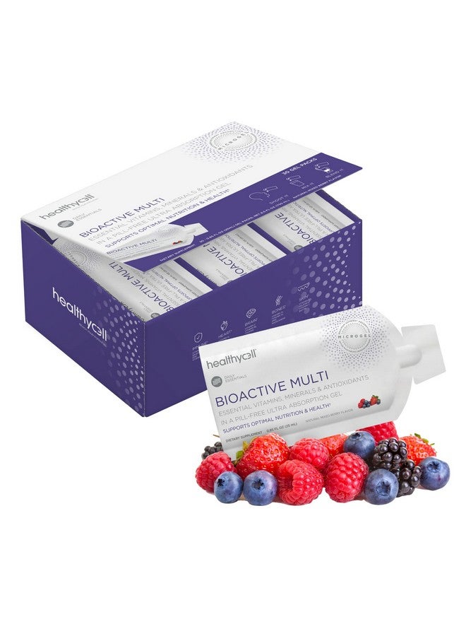 Healthycell جل سائل متعدد الفيتامينات الحيوية للنساء والرجال يدعم الدماغ والقلب والمناعة والطاقة والبشرة والشعر مع فيتامين د3 ب12 أ هـ ك ج ب الفيتامينات ميكروجل (30 عبوة جل) - Image 1