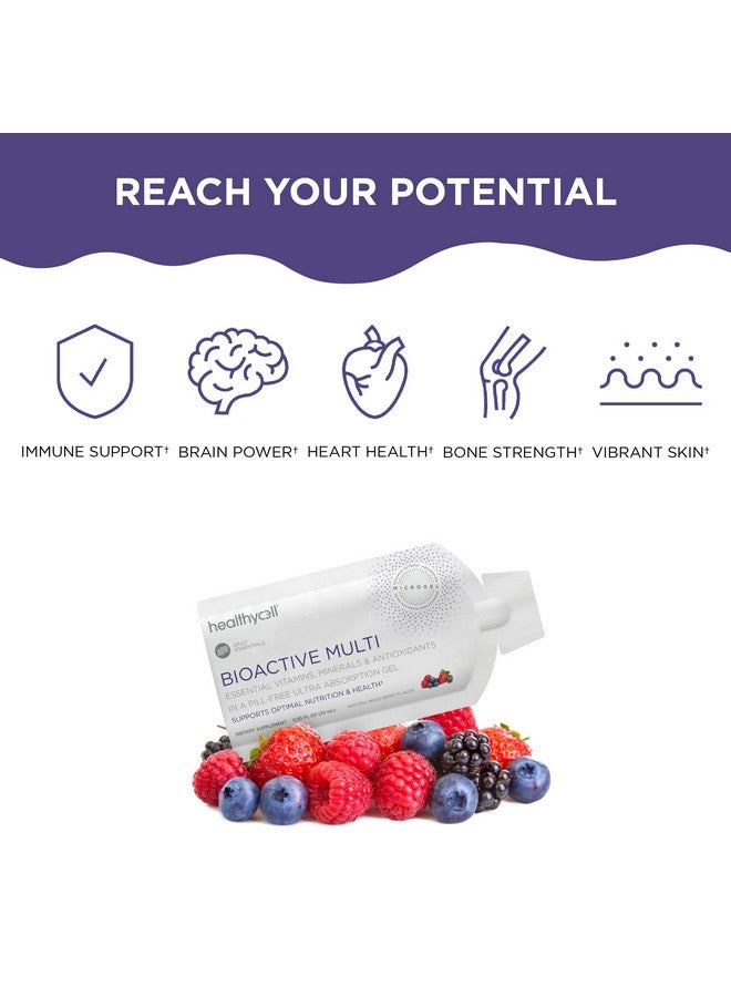 Healthycell جل سائل متعدد الفيتامينات الحيوية للنساء والرجال يدعم الدماغ والقلب والمناعة والطاقة والبشرة والشعر مع فيتامين د3 ب12 أ هـ ك ج ب الفيتامينات ميكروجل (30 عبوة جل) - Image 3