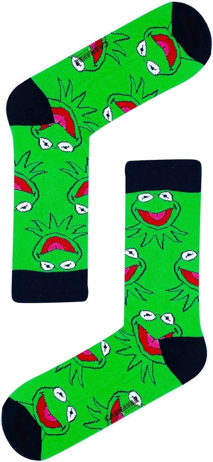 Carnaval Socks Green Kermit Patterned Colorful Socks