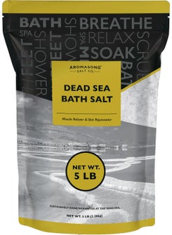 Aromasong Dead Sea Salt  Mineral Spa Bath Salts  5 LB Fine Grain Large Bulk Resealable Pack Packaging May Vary  100 Pure  Natural  Used for Body wash Scrub  Soak for Women  Men for Skin Issues 