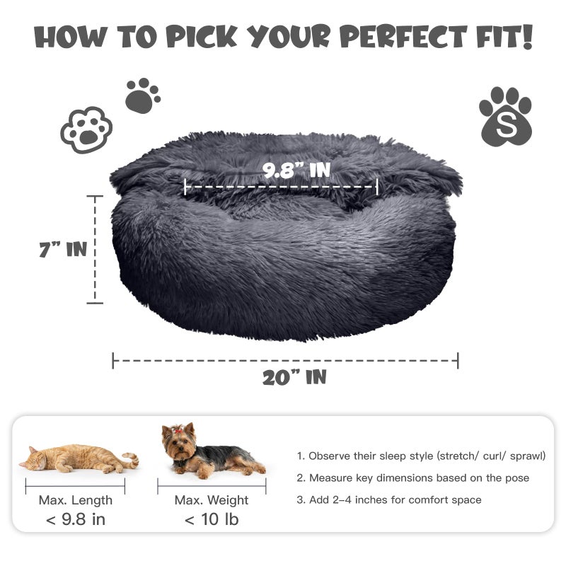 Himax Dog Beds for Small Dogs, Donut Dogs Beds with Blanket Attached, Calming Dog Bed Washable (20"/26"/35") Grey - Image 2