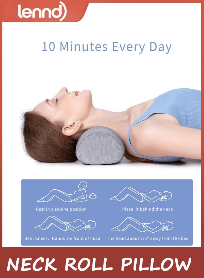 لينند وسادة صغيرة للرقبة، وداعًا لآلام الرقبة، وسادة من إسفنج الذاكرة العنقي لتخفيف توتر العضلات، ودعم محيط الرقبة، ومرخية لآلام الكتف مع غطاء وسادة قابل للتنفس، عديم الرائحة - Image 4