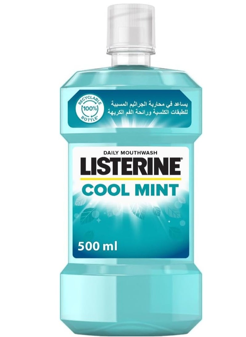 Listerine Cool Mint Antiseptic Mouthwash for Bad Breath, Plaque and Gingivitis, 250 ml  - Image 1