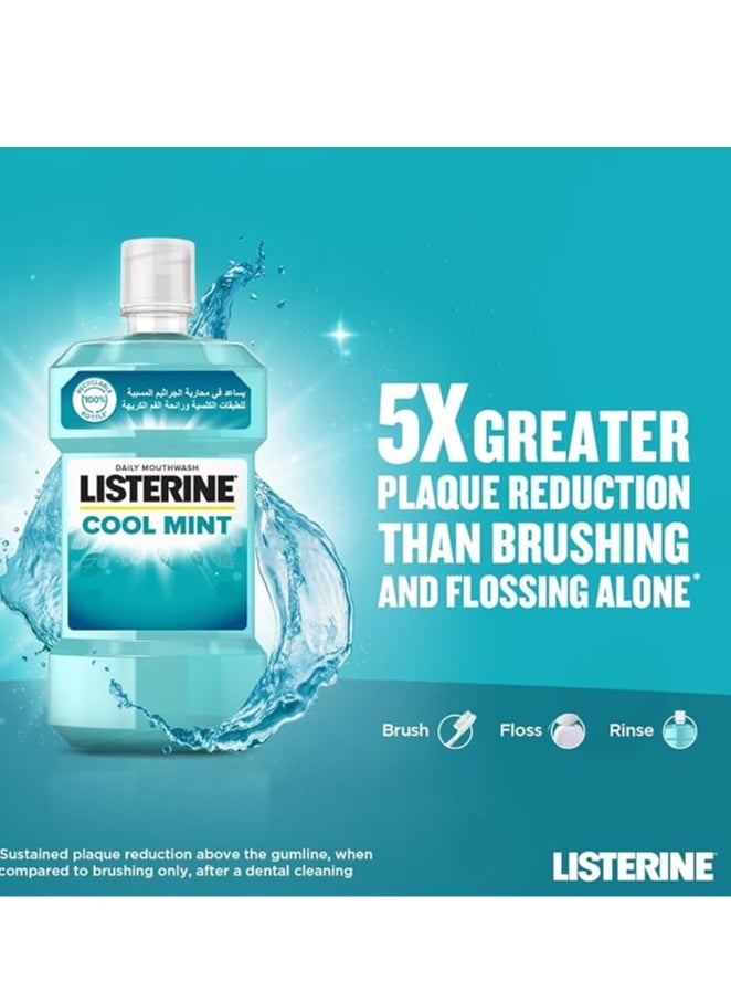 Listerine Cool Mint Antiseptic Mouthwash for Bad Breath, Plaque and Gingivitis, 250 ml  - Image 2