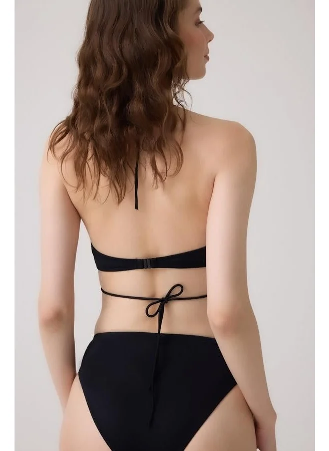 كوتن هيل Black Strapless Tied Bikini Top