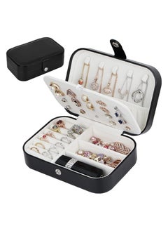 CloverIsland Yiluana Portable Jewelry Case Travel Jewelry Box for Earrings, Rings, Necklaces,Bracelets, Watches Organizer Box with Button (Black)  - Image 1