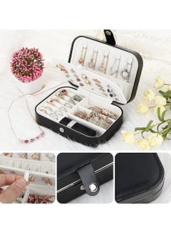 CloverIsland Yiluana Portable Jewelry Case Travel Jewelry Box for Earrings, Rings, Necklaces,Bracelets, Watches Organizer Box with Button (Black)  - Image 4