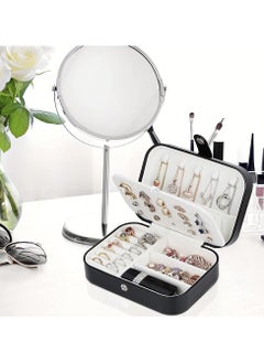 CloverIsland Yiluana Portable Jewelry Case Travel Jewelry Box for Earrings, Rings, Necklaces,Bracelets, Watches Organizer Box with Button (Black)  - Image 5