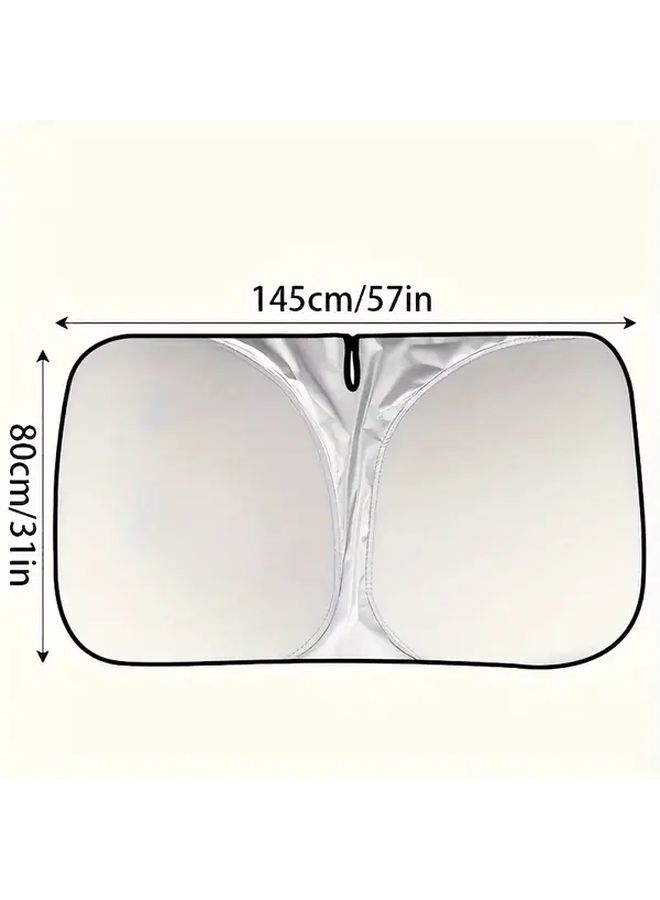 Large Black Foldable Car Windshield Sunshade UV Protection Heat Reduction Compact Storage - Image 3