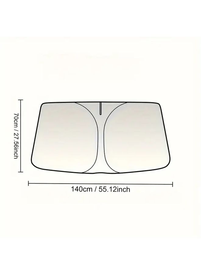 Large Black Foldable Car Windshield Sunshade UV Protection Heat Reduction Compact Storage - Image 2
