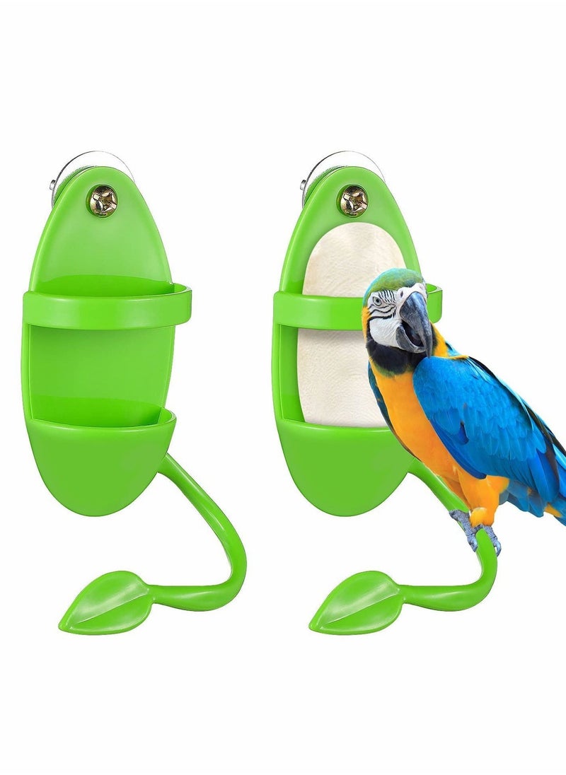 Y&D Bird Feeding Cup Rack, 2 Pcs Cuttlebone Holder with Perches Plastic Cuddle Bone Racks  - Image 1