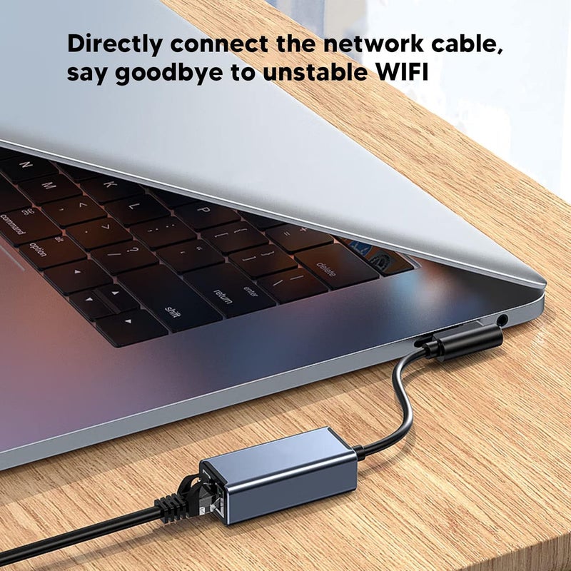 محول USB C إلى RJ45 لشبكة الإيثرنت، محول شبكة إيثرنت من نوع C، سرعة نقل بيانات من 10/100 ميجابت في الثانية، محول سلكي قابل للتشغيل التلقائي مع هيكل من سبيكة الألومنيوم، مناسب لأجهزة اللابتوب والهواتف - Image 4