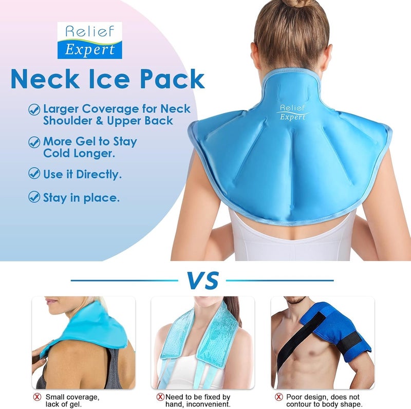 Relief Expert Reusable Ice Pack for Neck and Shoulders Upper Back Discomfort, Large Neck Ice Pack Wrap with Soft Plush Lining, Reusable Gel Cold Compress for Post-Workout Recovery, Hands-Free Design, Blue - Image 5