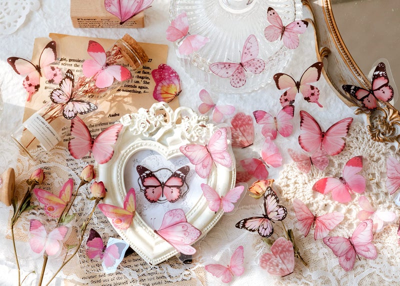 Knaid Butterfly Stickers Set (320 Pieces) Transparent Colorful Butterflies Resin Stickers Decals for Nature Scrapbook Supplies Junk Journal Bullet Journals Planners Laptops Paper Crafts - Image 4