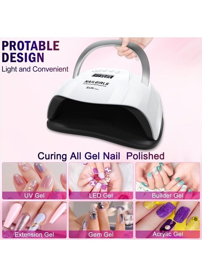 NAILGIRLS - UV LED Nail Lamp, NAILGIRLS 168W Fast UV Light for Nails Gel Polish, Professional Curing with 4 Timer Setting Auto Sensor, LED Gel Nail Dryer for Fingernail and Toenail Home Salon Use, Nail Art Tools - Image 1
