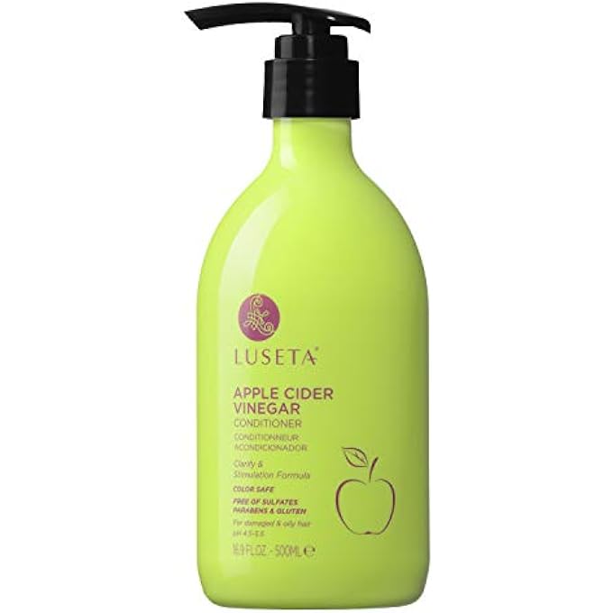 APPLE CIDER VINEGAR CONDITIONER FOR DAMAGED AND OILY HAIR -INFUSED WITH PYRUS MALUS FOR CLARIFY & STIMULATION, SULFATE FREE PARABEN FREE 16.9OZ