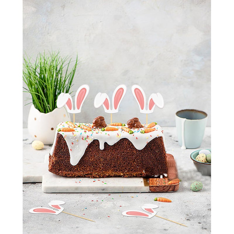 Moitkptt 24pcs Easter Bunny Ear Cupcake Toppers - Pink  Perfect for Easter Decorations & Parties - Image 5