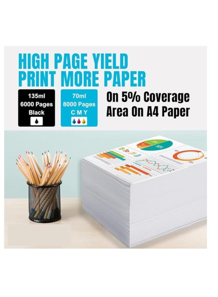 Terabyte GT52 GT53 Ink Bottle for H Ink Tank 319 410 419 Smart Tank 500 502 508 511 514 515 518 519 530 531 532 533 538 571 615 618 655 720 750 790 DeskJet GT 5810 5820 5822 115 118 310 311 (Pack of 4) - Image 2