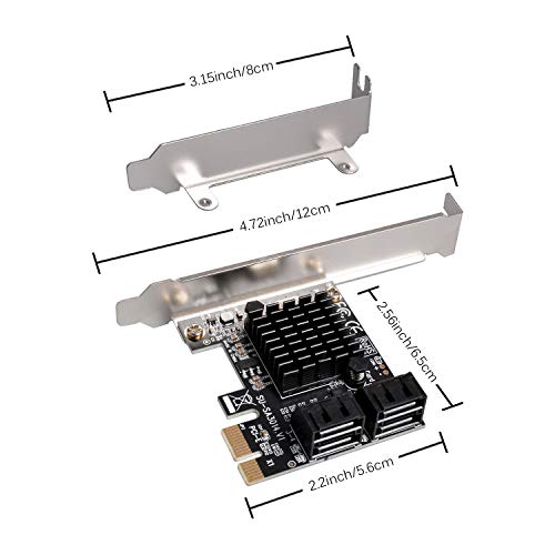 JESOT SATA 4 Port Card with 4 Cables - SATA 3.0 6 Gbps PCIe Controller - Low Profile Bracket Support - 4 Devices - Image 2