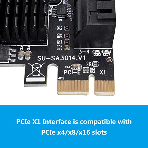 JESOT SATA 4 Port Card with 4 Cables - SATA 3.0 6 Gbps PCIe Controller - Low Profile Bracket Support - 4 Devices - Image 4