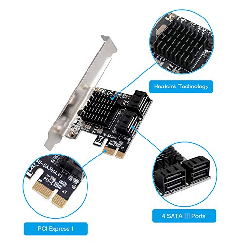 JESOT SATA 4 Port Card with 4 Cables - SATA 3.0 6 Gbps PCIe Controller - Low Profile Bracket Support - 4 Devices - Image 3