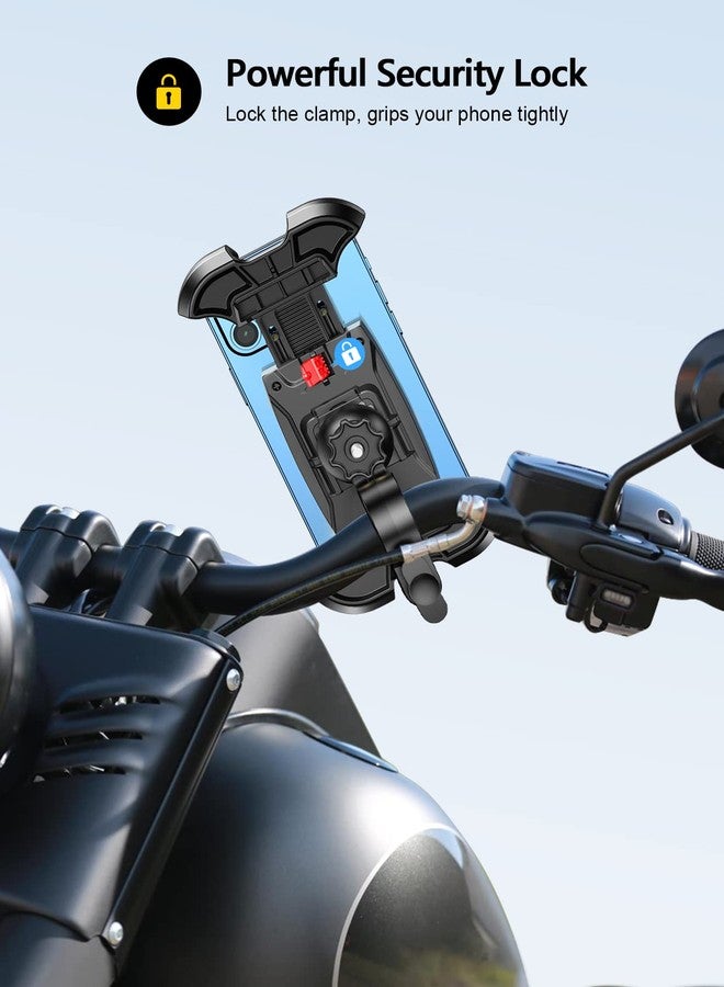 Viccux Motorcycle Phone Mount, Upgrade [Never Fall Off] [0 Shake] Bike Phone Mount, [3s Put & Take] 360° Rotatable Phone Holder for Motorcycle Bike Bicycle Scooter Compatible with Cellphones 4.7-6.8” - Image 3