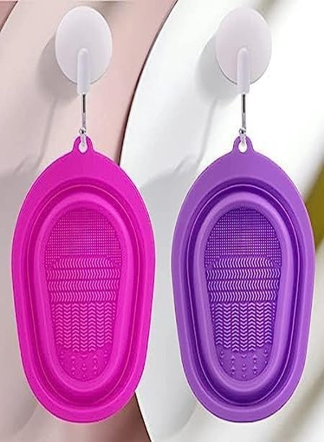 ANNIE Brush Cleaning Mat Soft and Durable Silicone Cosmetic Cleaner Pad Foldable Makeup Brush Cleaning Bowl Portable Cleaning Tool for Brushes Powder Puffs and Sponges (Multicolor/1Pcs - Image 1